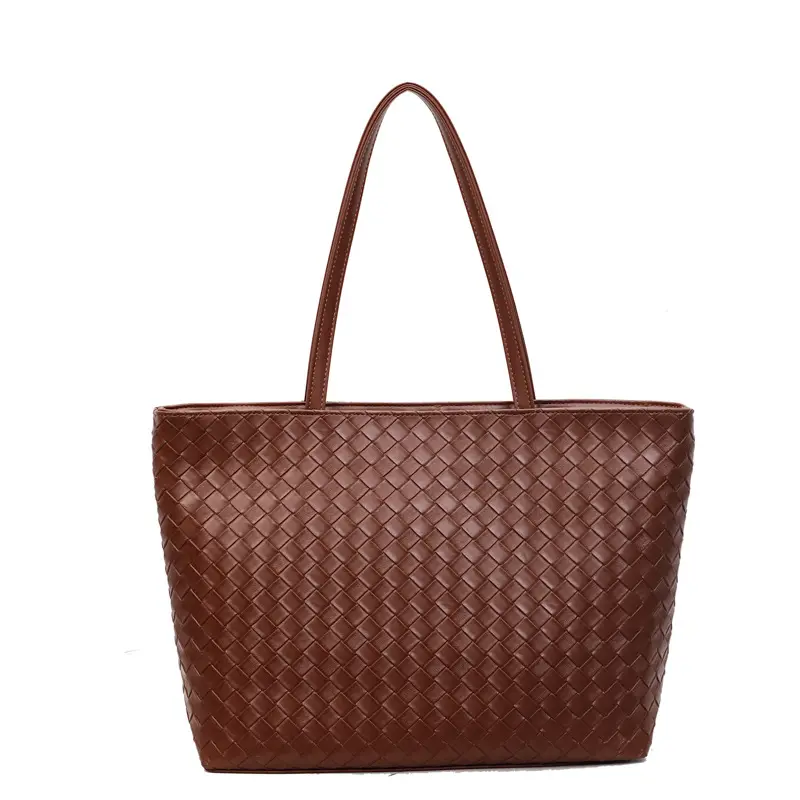 Women Woven Leather Shoulder Bag Large Fashion Tote