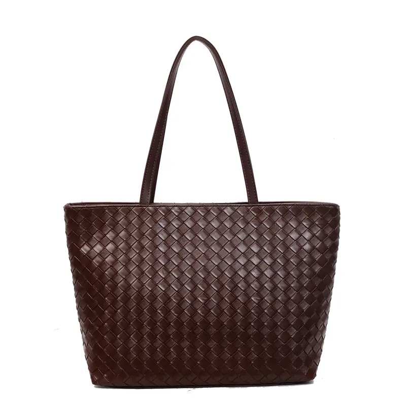Women Woven Leather Shoulder Bag Large Fashion Tote