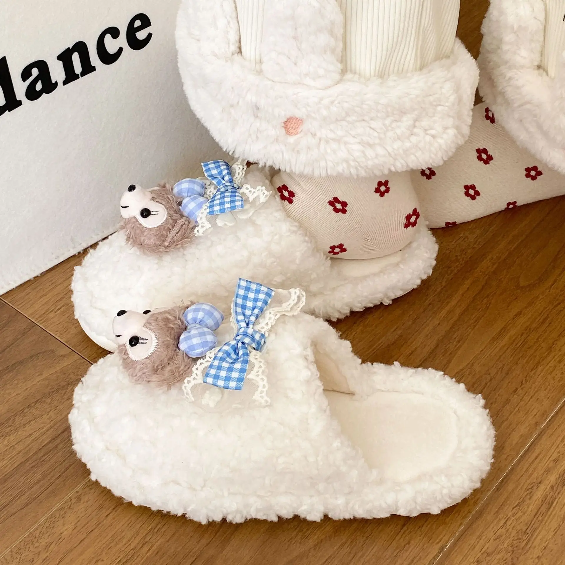 Cute Cartoon Furry Cotton Slippers Women 2025 New - Image 6