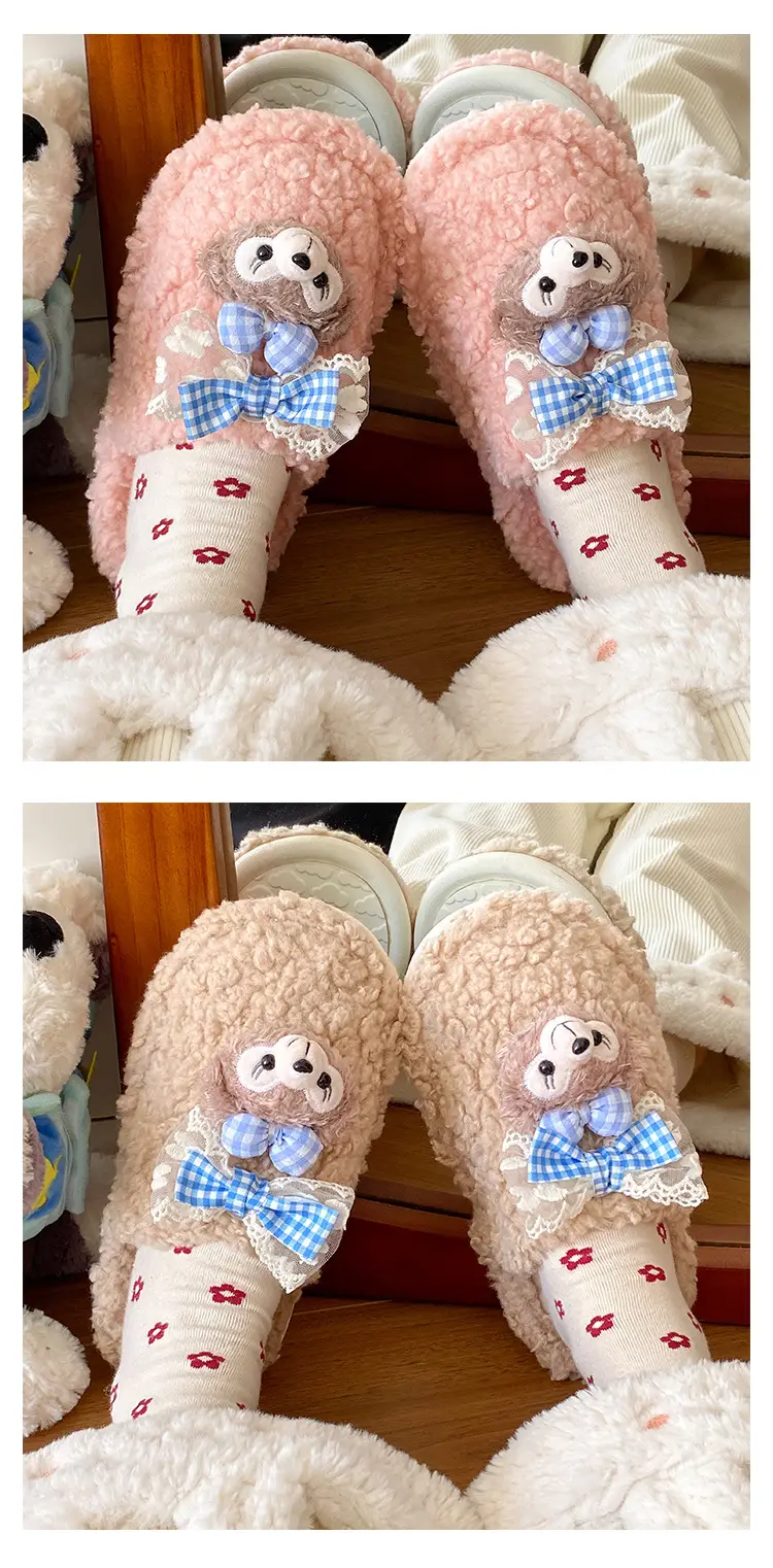 Cute Cartoon Furry Cotton Slippers Women 2025 New — feature 12