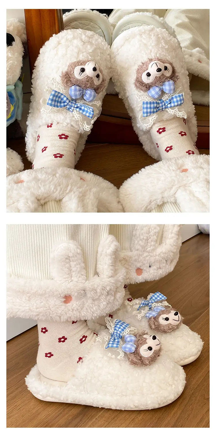 Cute Cartoon Furry Cotton Slippers Women 2025 New — feature 13