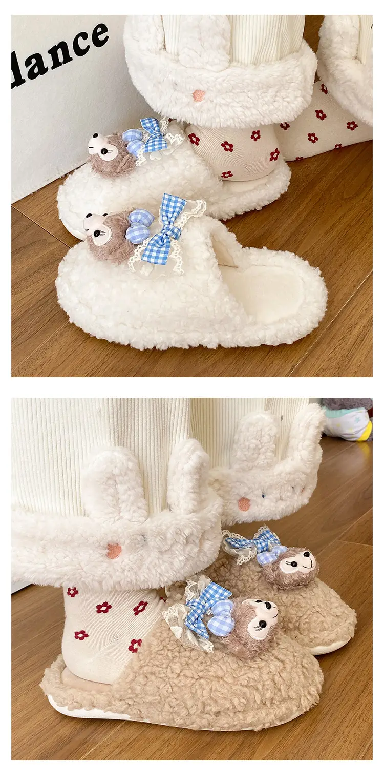 Cute Cartoon Furry Cotton Slippers Women 2025 New — feature 14