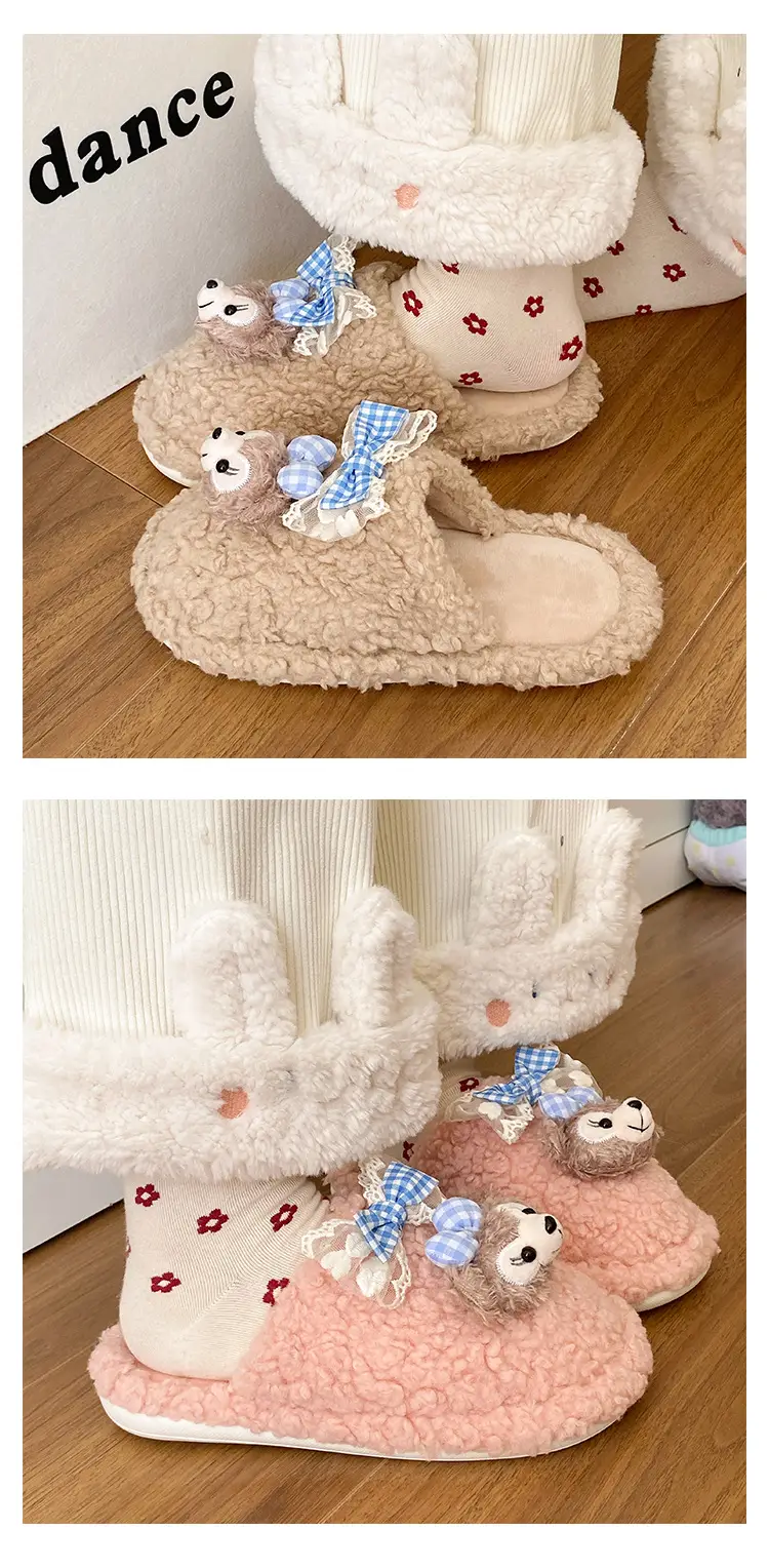 Cute Cartoon Furry Cotton Slippers Women 2025 New — feature 15