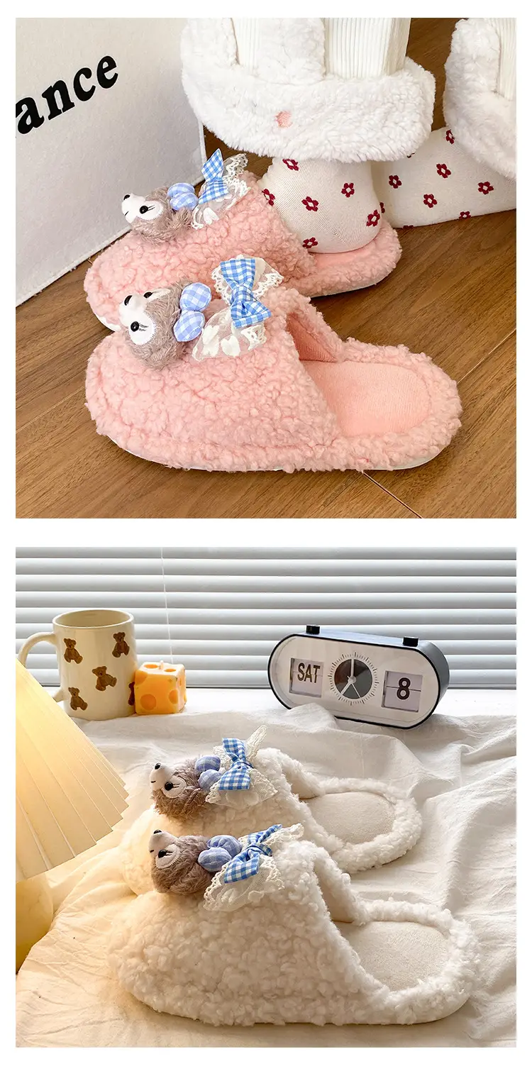 Cute Cartoon Furry Cotton Slippers Women 2025 New — feature 16