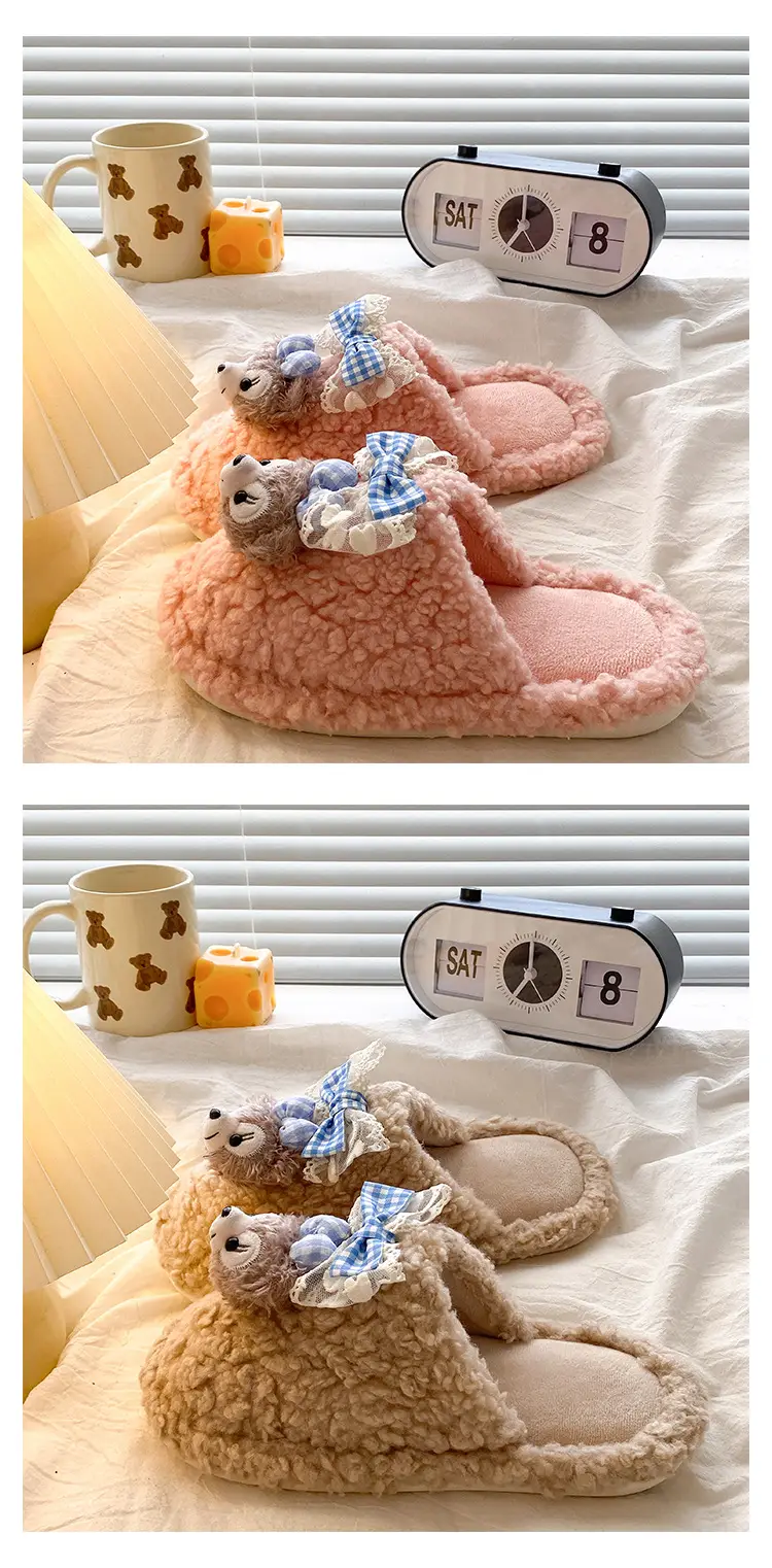 Cute Cartoon Furry Cotton Slippers Women 2025 New — feature 17
