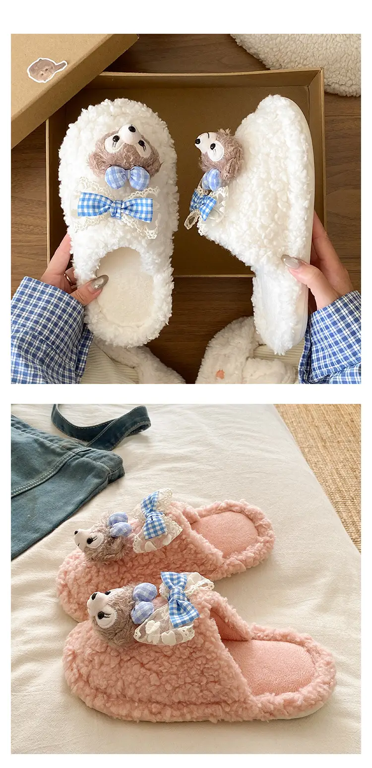 Cute Cartoon Furry Cotton Slippers Women 2025 New — feature 19