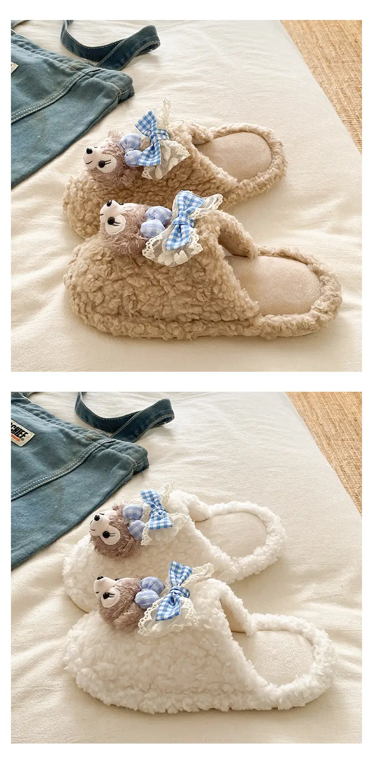 Cute Cartoon Furry Cotton Slippers Women 2025 New — feature 20