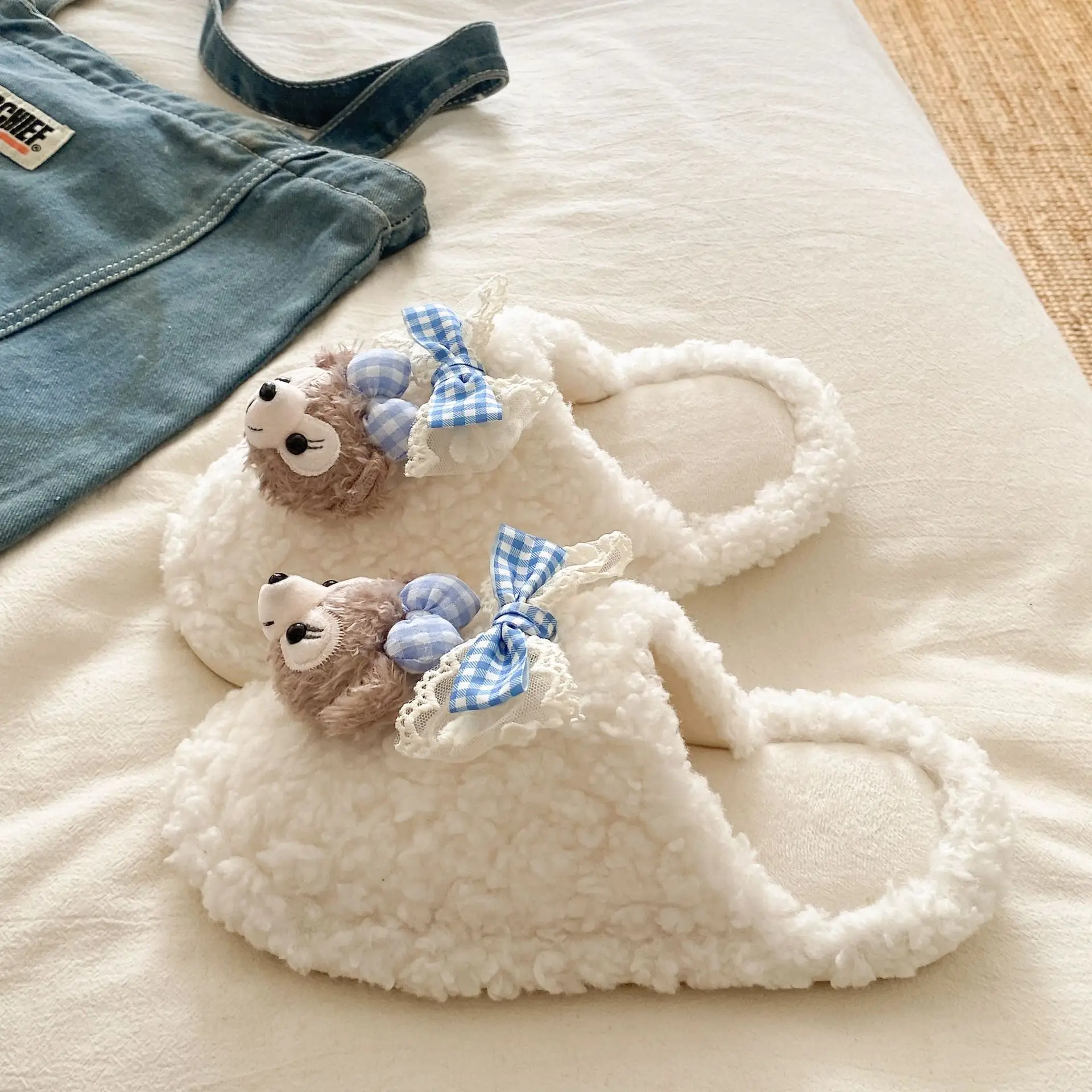 Cute Cartoon Furry Cotton Slippers Women 2025 New - Image 2