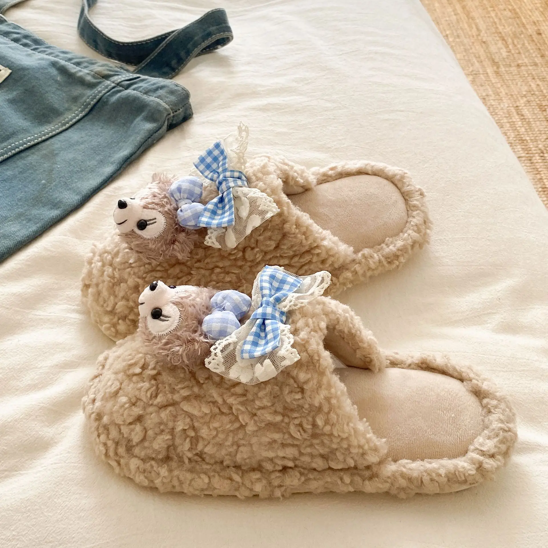 Cute Cartoon Furry Cotton Slippers Women 2025 New - Image 3