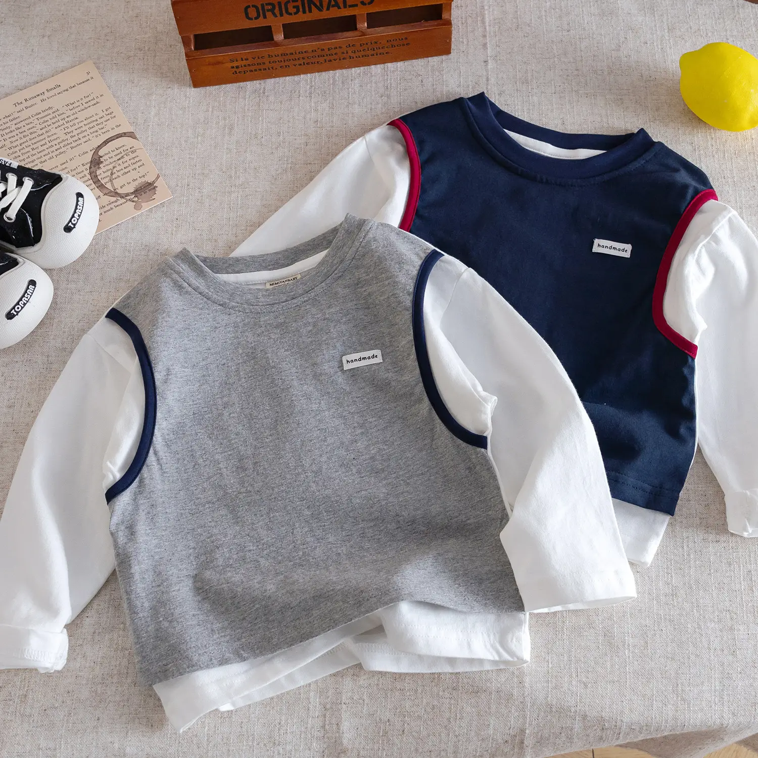 Kids Grey White Long Sleeve T-Shirt 2025 - Image 4