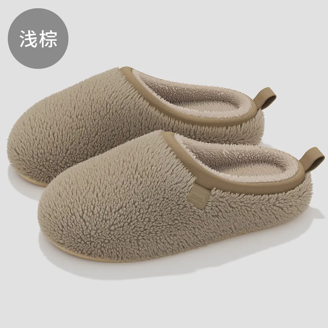 Casual Home Cotton Slippers for Winter Couples Indoor Plush High-End Polar Fleece Indoor Non-Slip Can Be Worn Outside