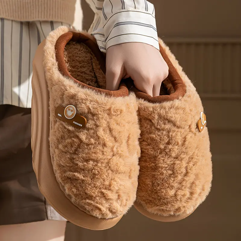 Winter Cotton Slippers Women Green Cute Warm Indoor - Image 16