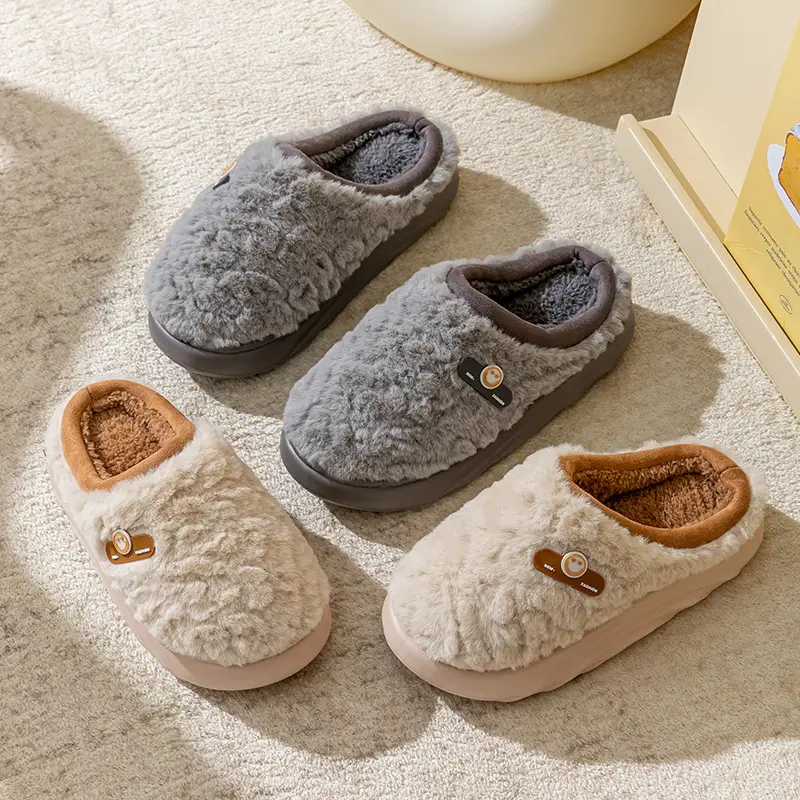 Winter Cotton Slippers Women Green Cute Warm Indoor - Image 19
