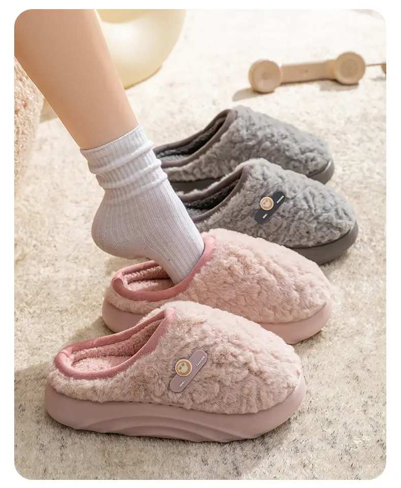 Winter Cotton Slippers Women Green Cute Warm Indoor — feature 19