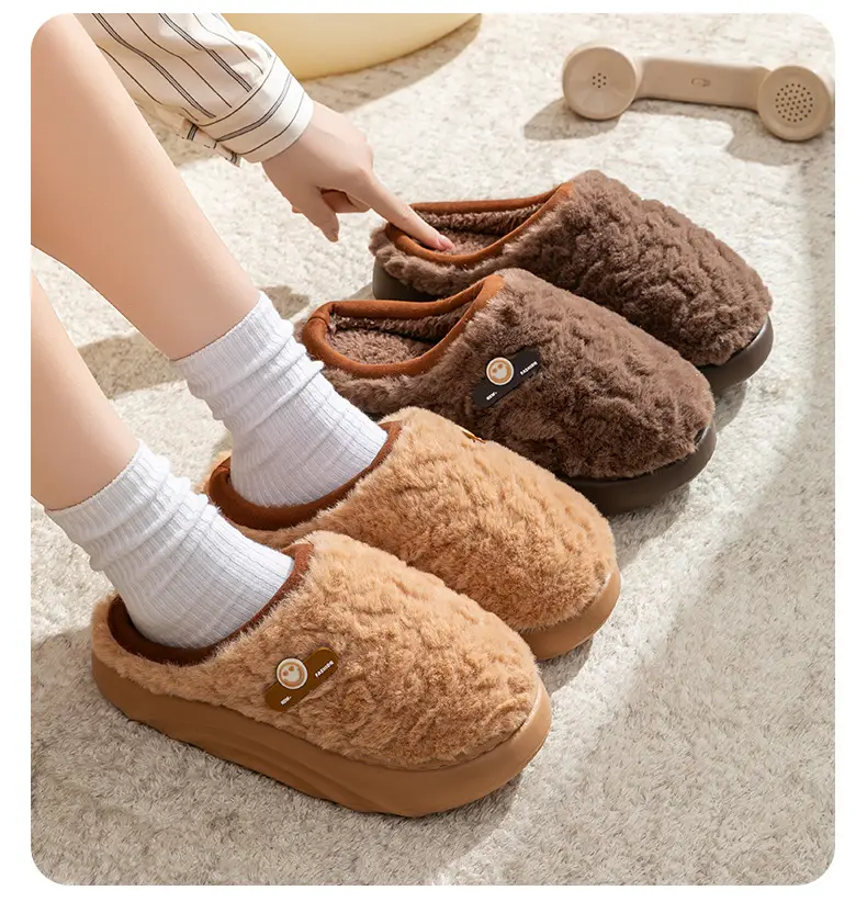 Winter Cotton Slippers Women Green Cute Warm Indoor — feature 20