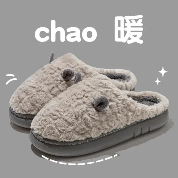 Winter Cotton Slippers Women Green Cute Warm Indoor - Image 4