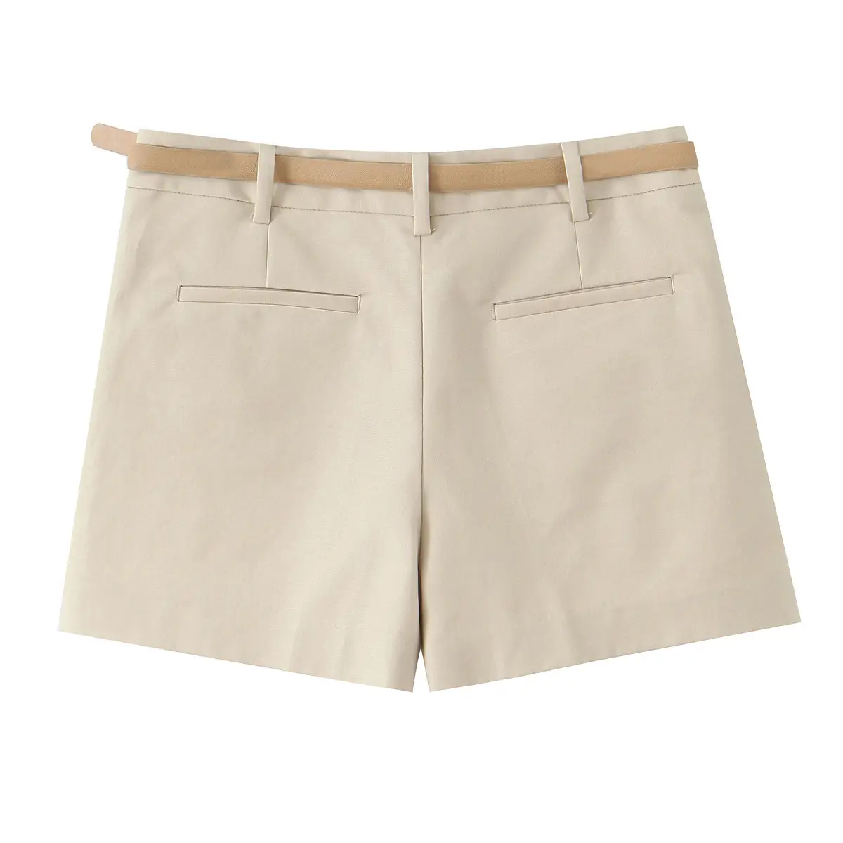 Cross-Border Belted Pleated Shorts Solid Color — feature 7