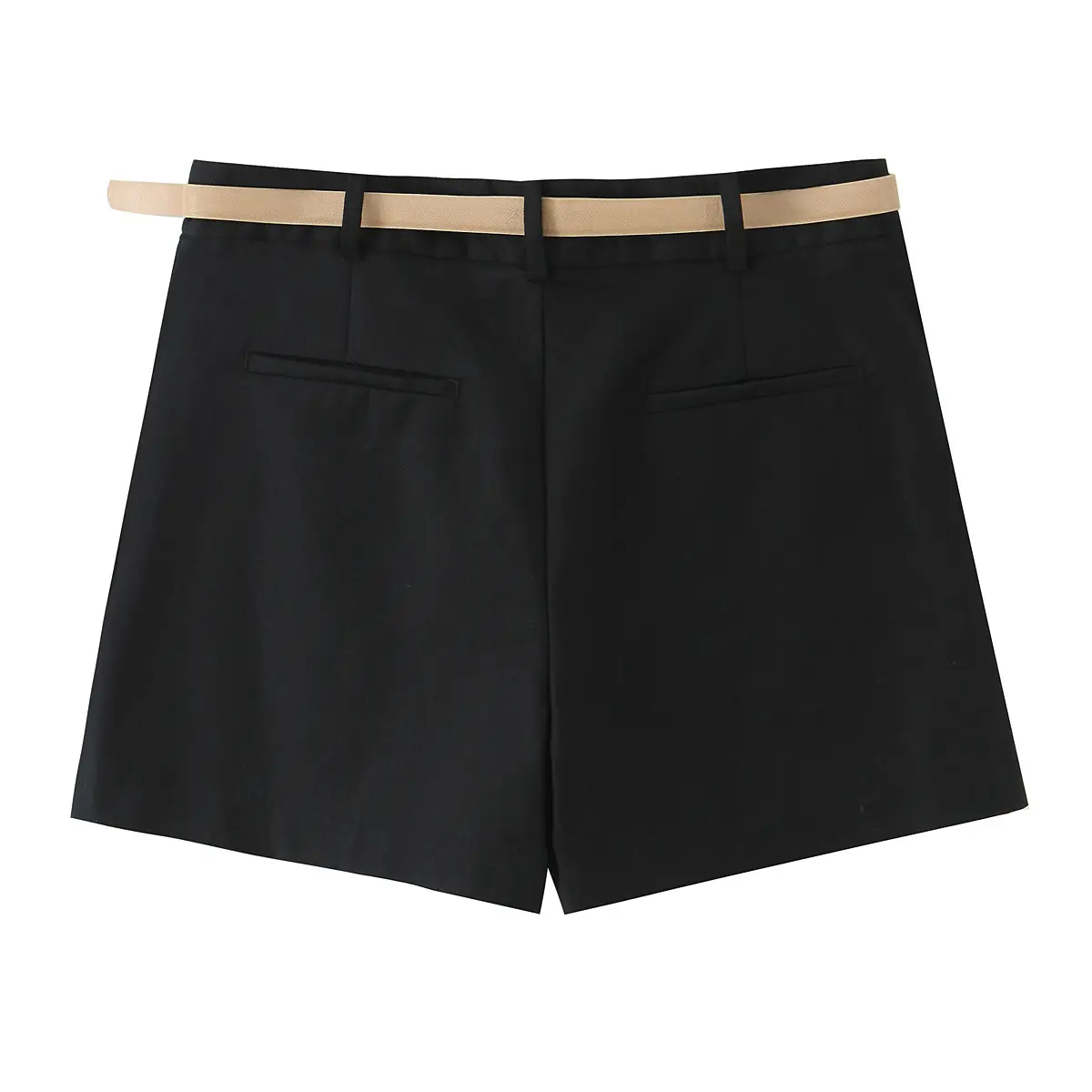 Cross-Border Belted Pleated Shorts Solid Color — feature 9