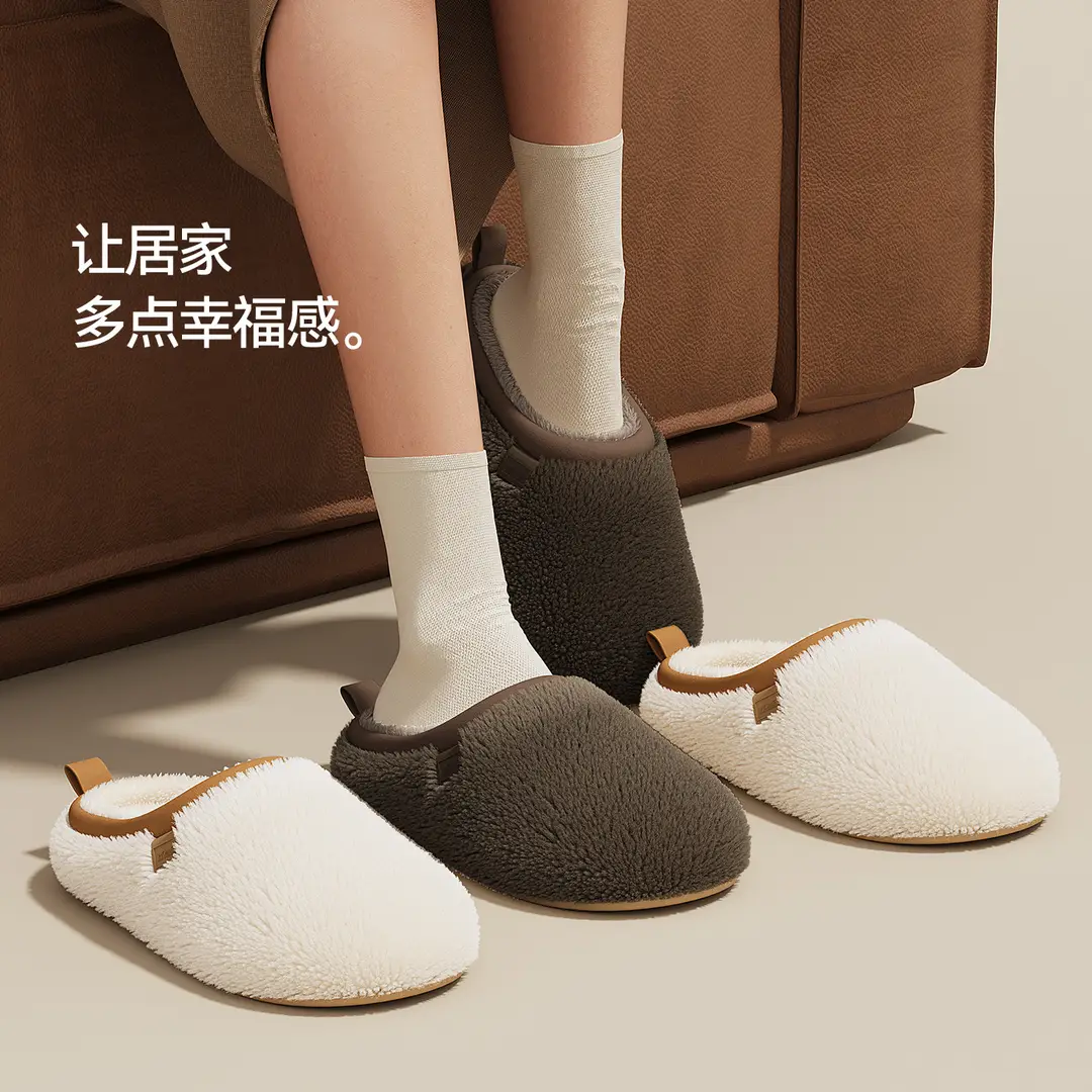 Casual Home Cotton Slippers for Winter Couples Indoor Plush High-End Polar Fleece Indoor Non-Slip Can Be Worn Outside - Image 7