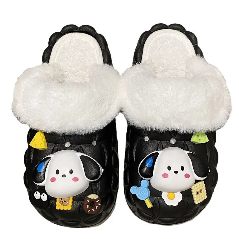 Waterproof Cotton Slippers for Women's Outer Wear in Winter, Non-Slip Removable Fur Shoes, Home Indoor Warm Fleece-Lined Slippers 2025