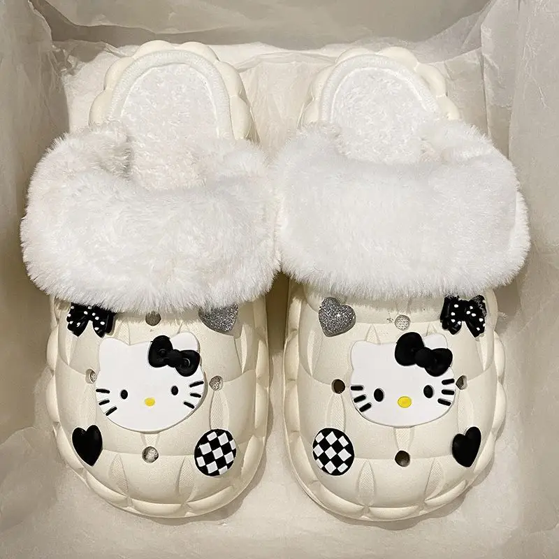 Waterproof Cotton Slippers for Women's Outer Wear in Winter, Non-Slip Removable Fur Shoes, Home Indoor Warm Fleece-Lined Slippers 2025