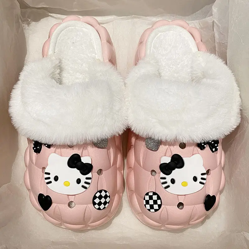 Waterproof Cotton Slippers for Women's Outer Wear in Winter, Non-Slip Removable Fur Shoes, Home Indoor Warm Fleece-Lined Slippers 2025