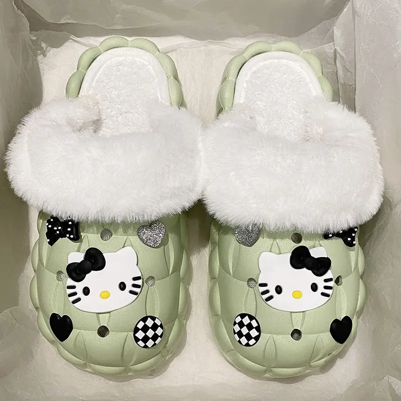 Waterproof Cotton Slippers for Women's Outer Wear in Winter, Non-Slip Removable Fur Shoes, Home Indoor Warm Fleece-Lined Slippers 2025