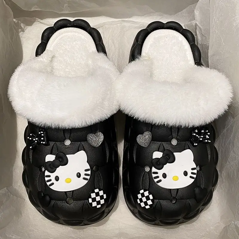 Waterproof Cotton Slippers for Women's Outer Wear in Winter, Non-Slip Removable Fur Shoes, Home Indoor Warm Fleece-Lined Slippers 2025