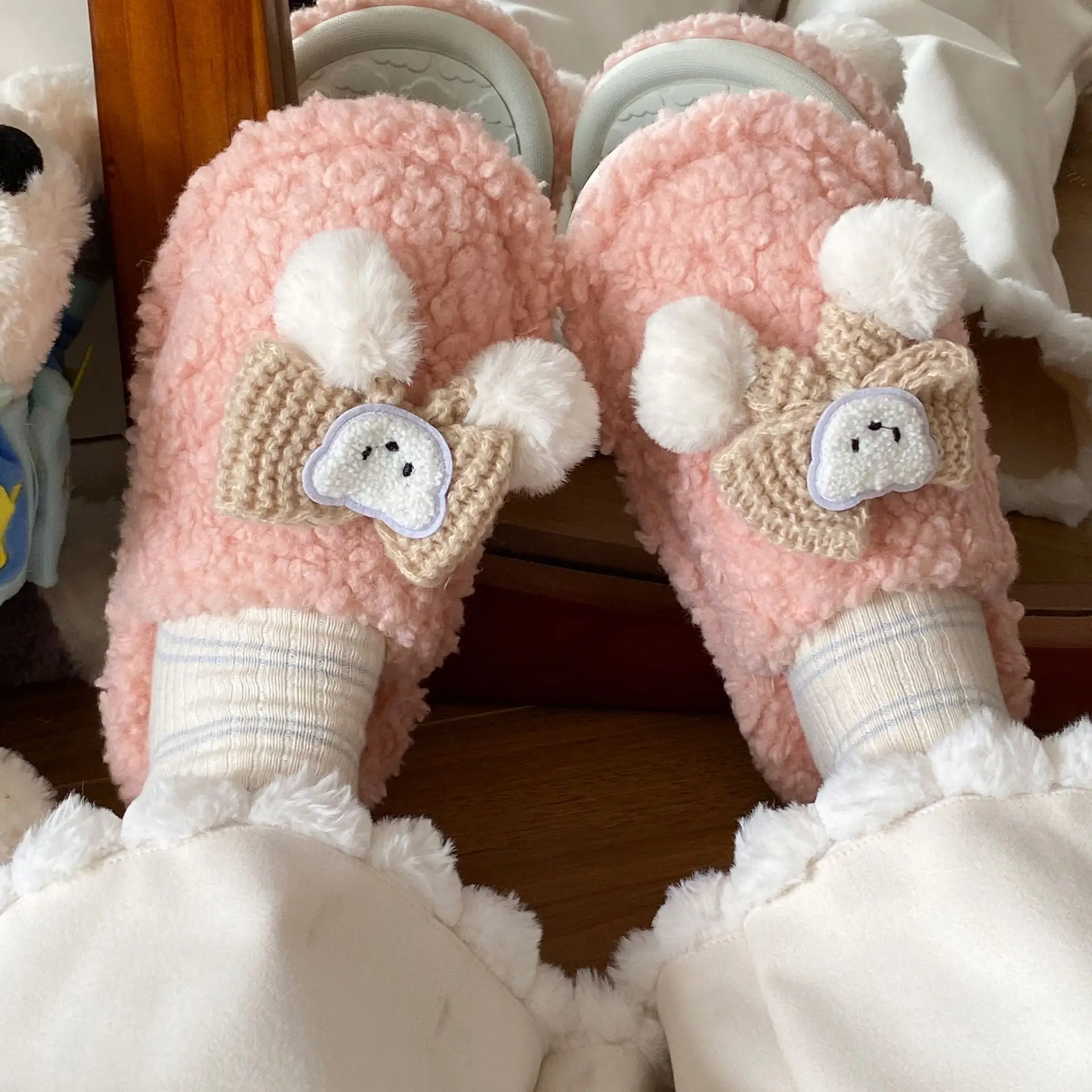 Rice Ball Soft Cotton Slippers for Women