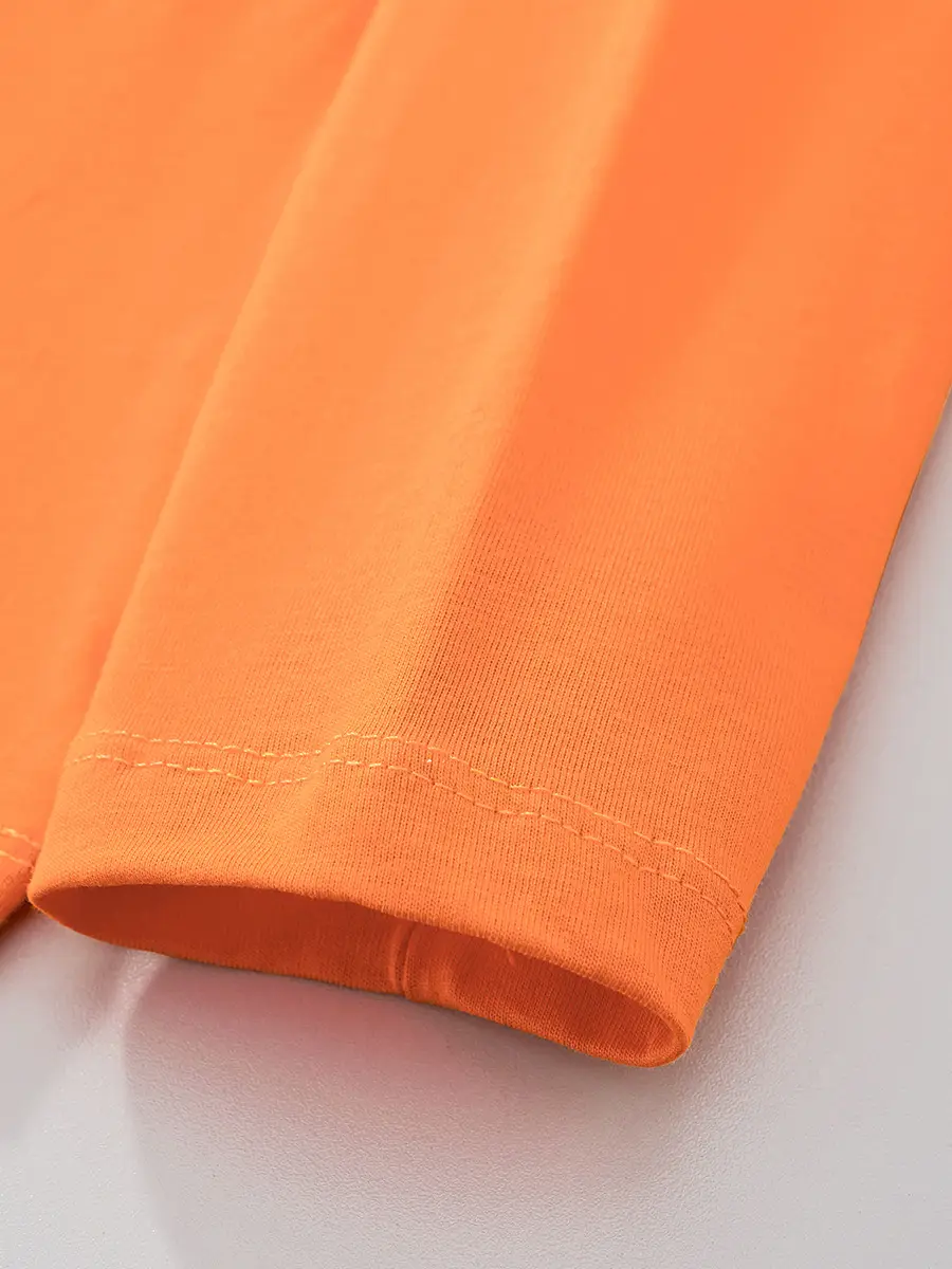 Orange Kids T-Shirt Cartoon Dinosaur Knit Round Neck - Image 6