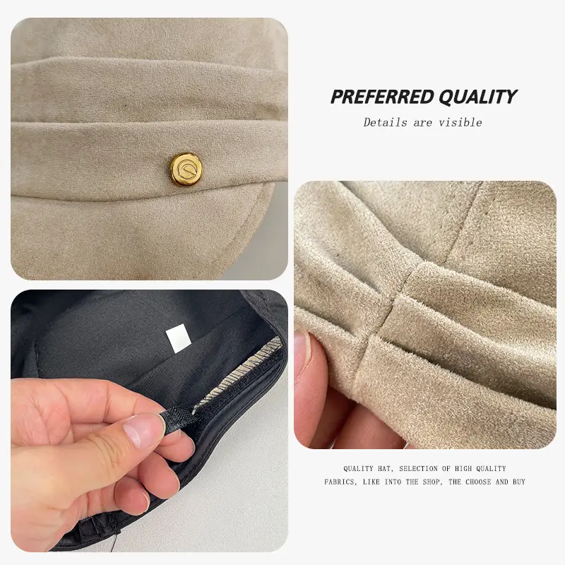 Gold Label Suede Flat Cap Women Autumn Winter New Elegant Retro - Image 18