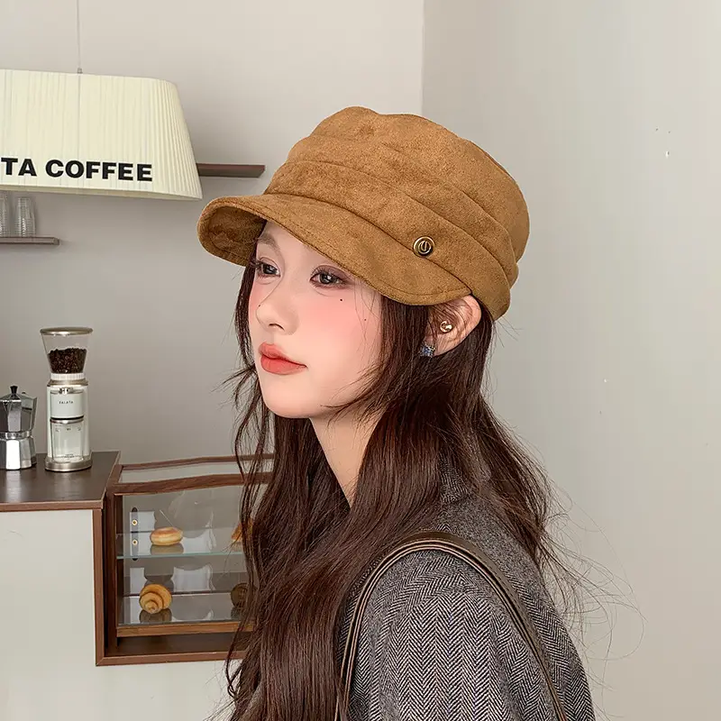 Gold Label Suede Flat Cap Women Autumn Winter New Elegant Retro - Image 19