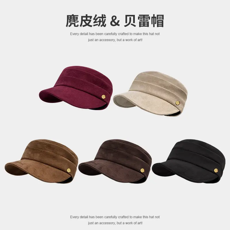 Gold Label Suede Flat Cap Women Autumn Winter New Elegant Retro — feature 1