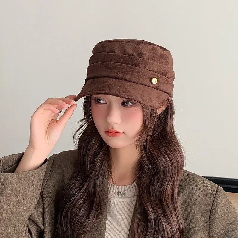 Gold Label Suede Flat Cap Women Autumn Winter New Elegant Retro — feature 13