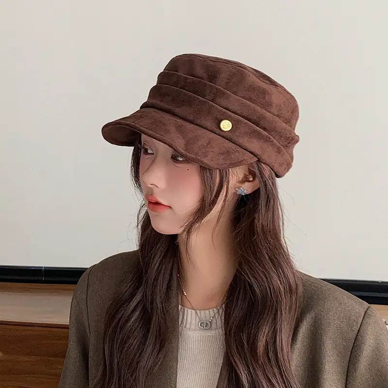 Gold Label Suede Flat Cap Women Autumn Winter New Elegant Retro — feature 14
