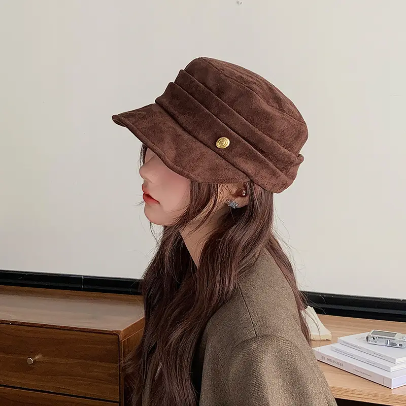 Gold Label Suede Flat Cap Women Autumn Winter New Elegant Retro — feature 15