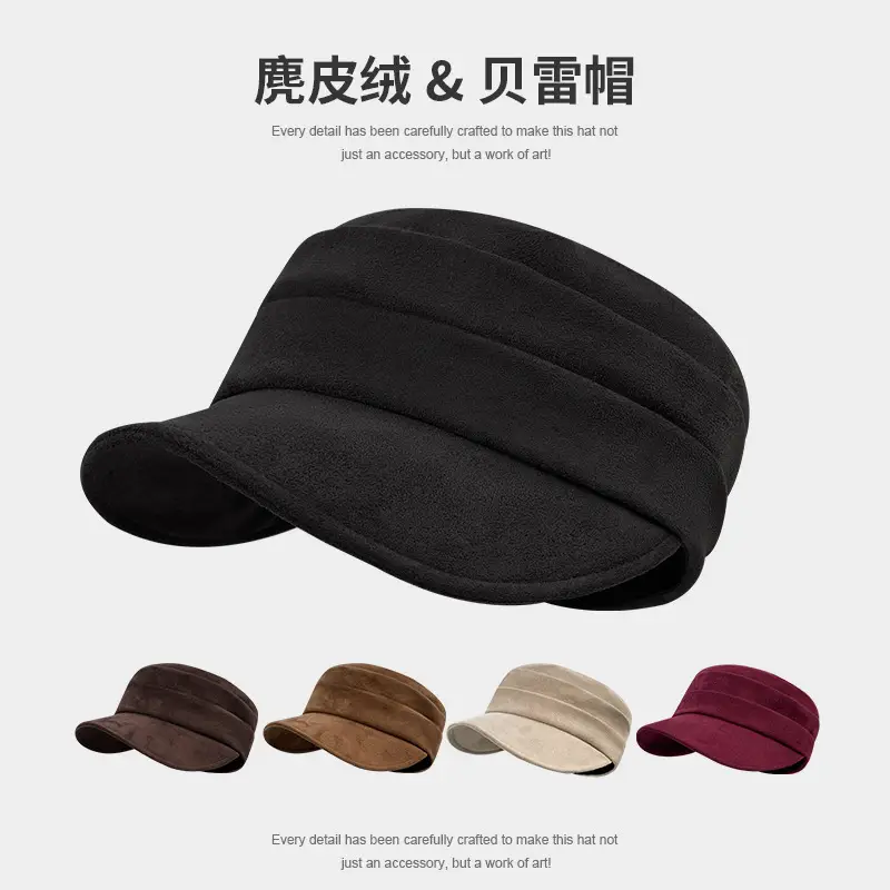 Gold Label Suede Flat Cap Women Autumn Winter New Elegant Retro — feature 2
