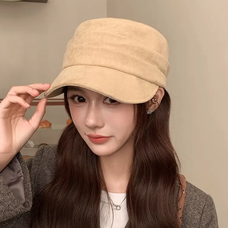 Gold Label Suede Flat Cap Women Autumn Winter New Elegant Retro - Image 12