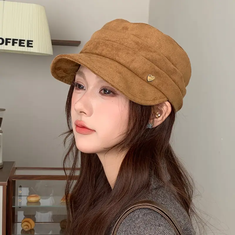 Gold Label Suede Flat Cap Women Autumn Winter New Elegant Retro - Image 6