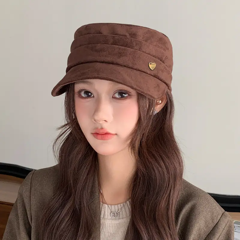 Gold Label Suede Flat Cap Women Autumn Winter New Elegant Retro - Image 7