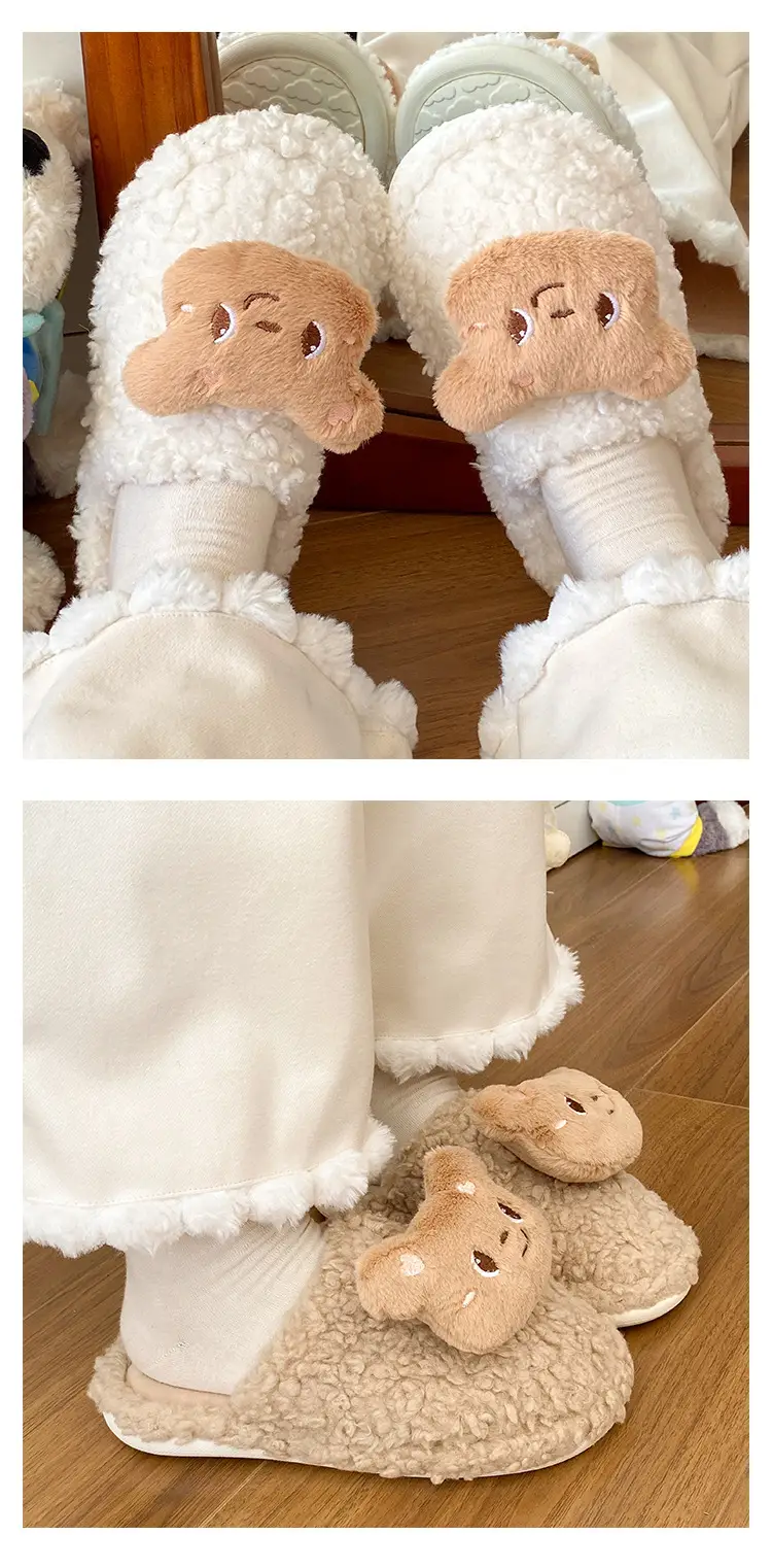 2025 Winter Stuffed Bear Slippers Women's Wearable Anti-Slip Soft Bottom — feature 11