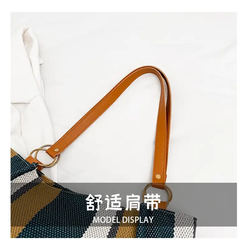 Large Capacity Striped Canvas Tote Bag for Women — feature 6