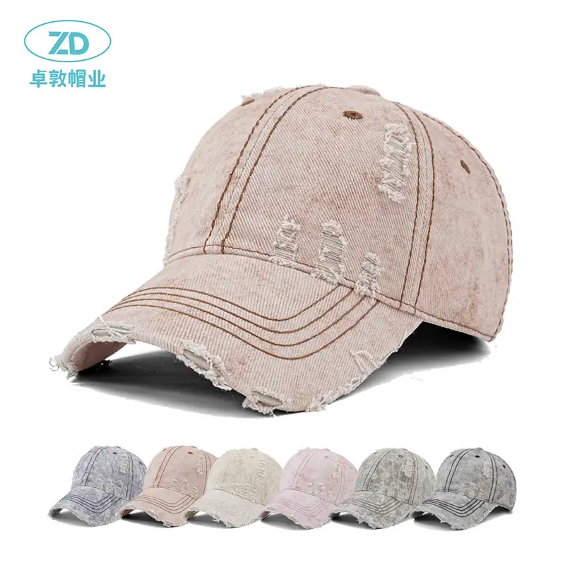 Gray Distressed Cotton Baseball Cap for Men Women Retro Snowflake Pattern