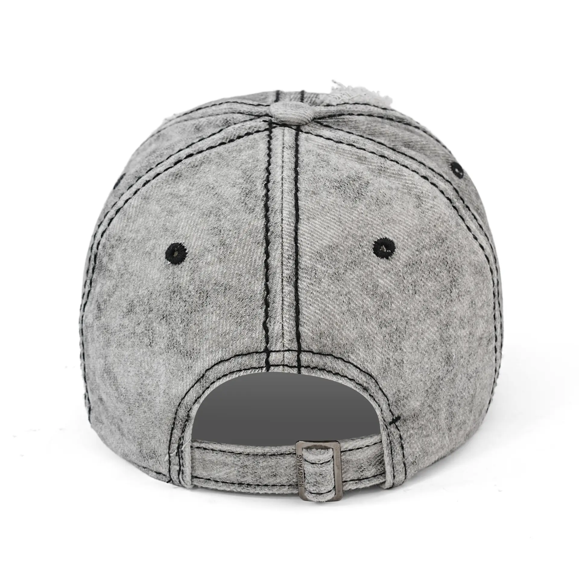 Gray Distressed Cotton Baseball Cap for Men Women Retro Snowflake Pattern