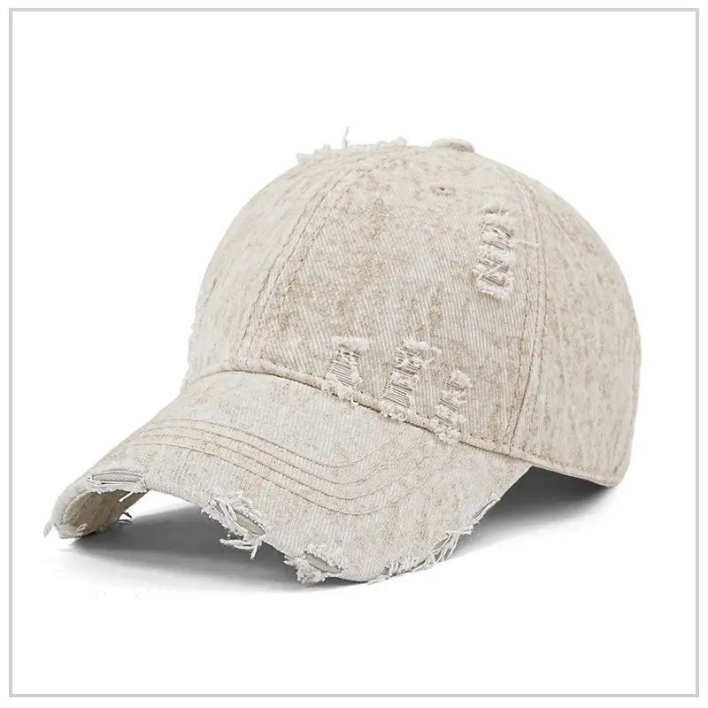 Gray Distressed Cotton Baseball Cap for Men Women Retro Snowflake Pattern