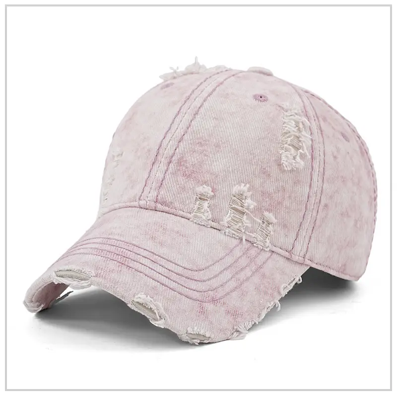 Gray Distressed Cotton Baseball Cap for Men Women Retro Snowflake Pattern