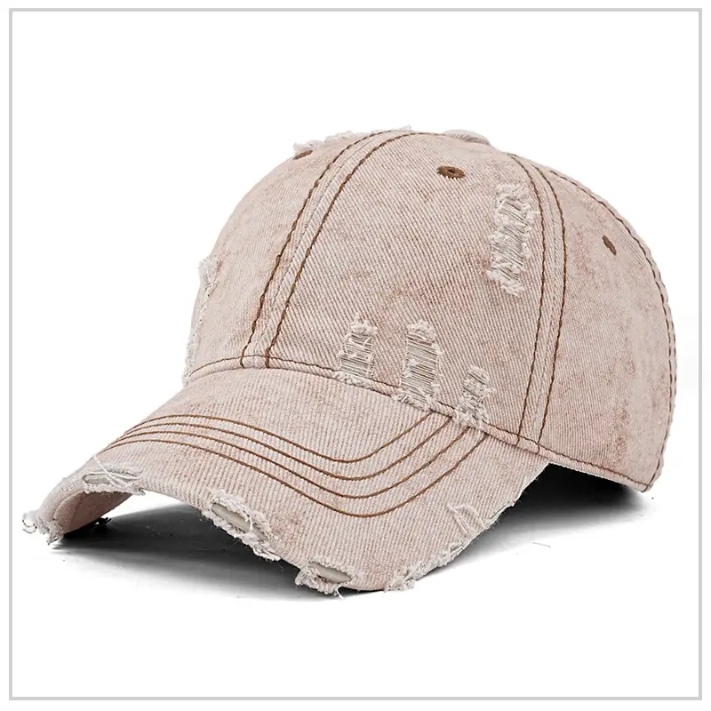Gray Distressed Cotton Baseball Cap for Men Women Retro Snowflake Pattern