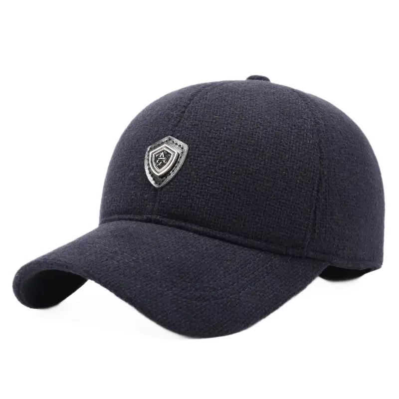 Middle-Aged Velvet Peaked Cap Winter Ear Protection Black - Image 8