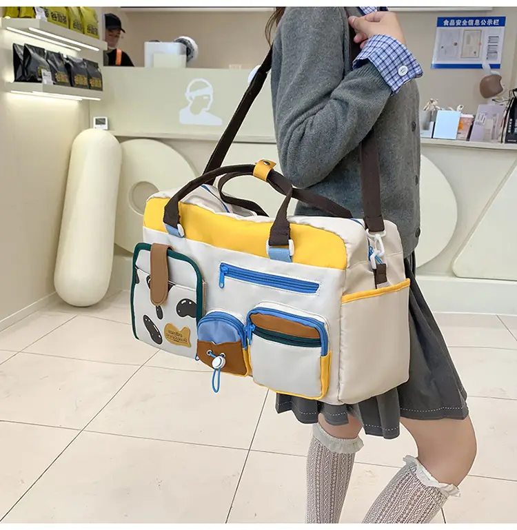 Women's Color-Blocked Travel Bag with Double Pocket & Crossbody Design — feature 13