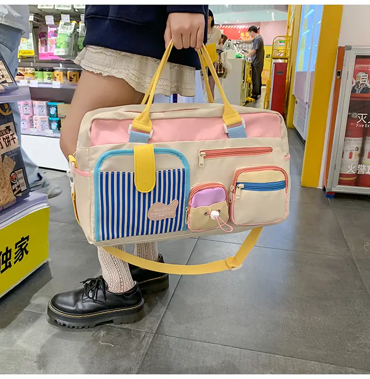 Women's Color-Blocked Travel Bag with Double Pocket & Crossbody Design — feature 19